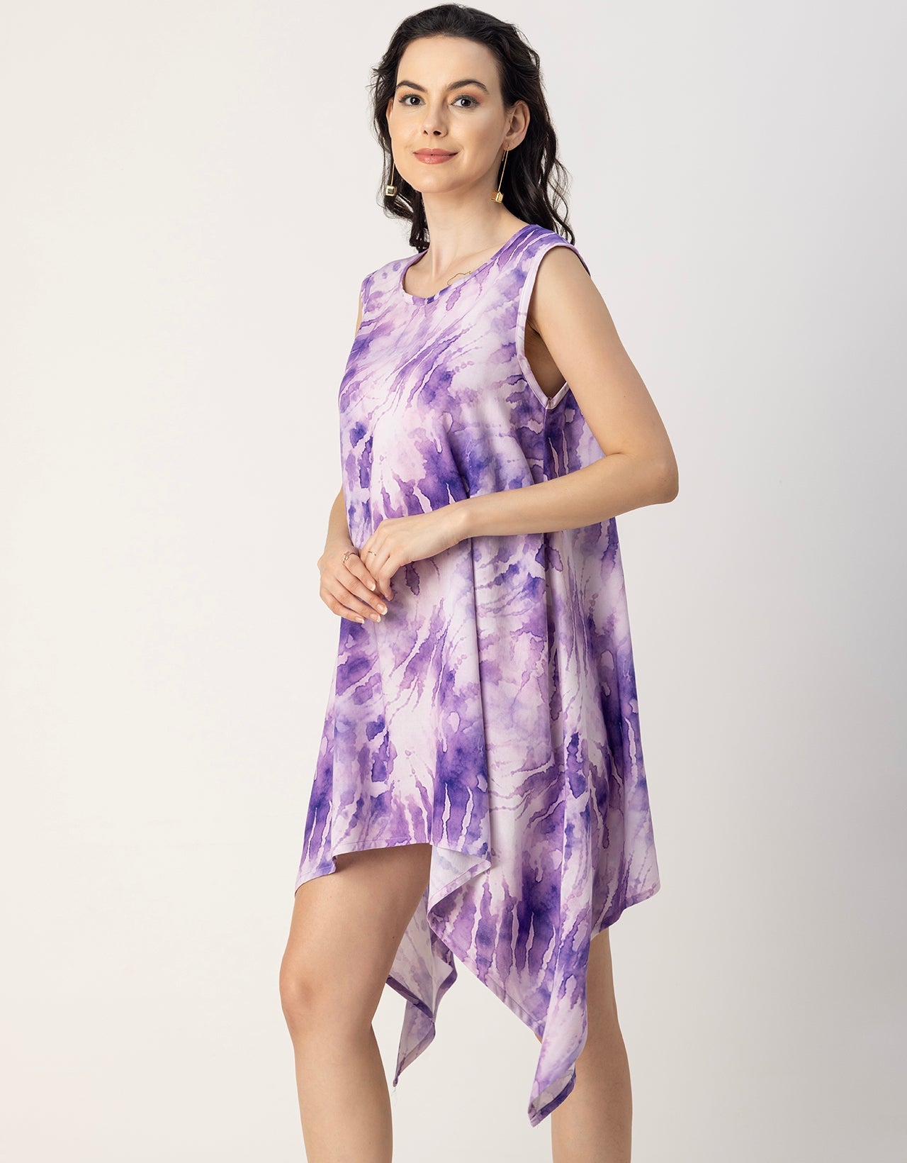 Round Neck Sleeveless Printed Rayon Top