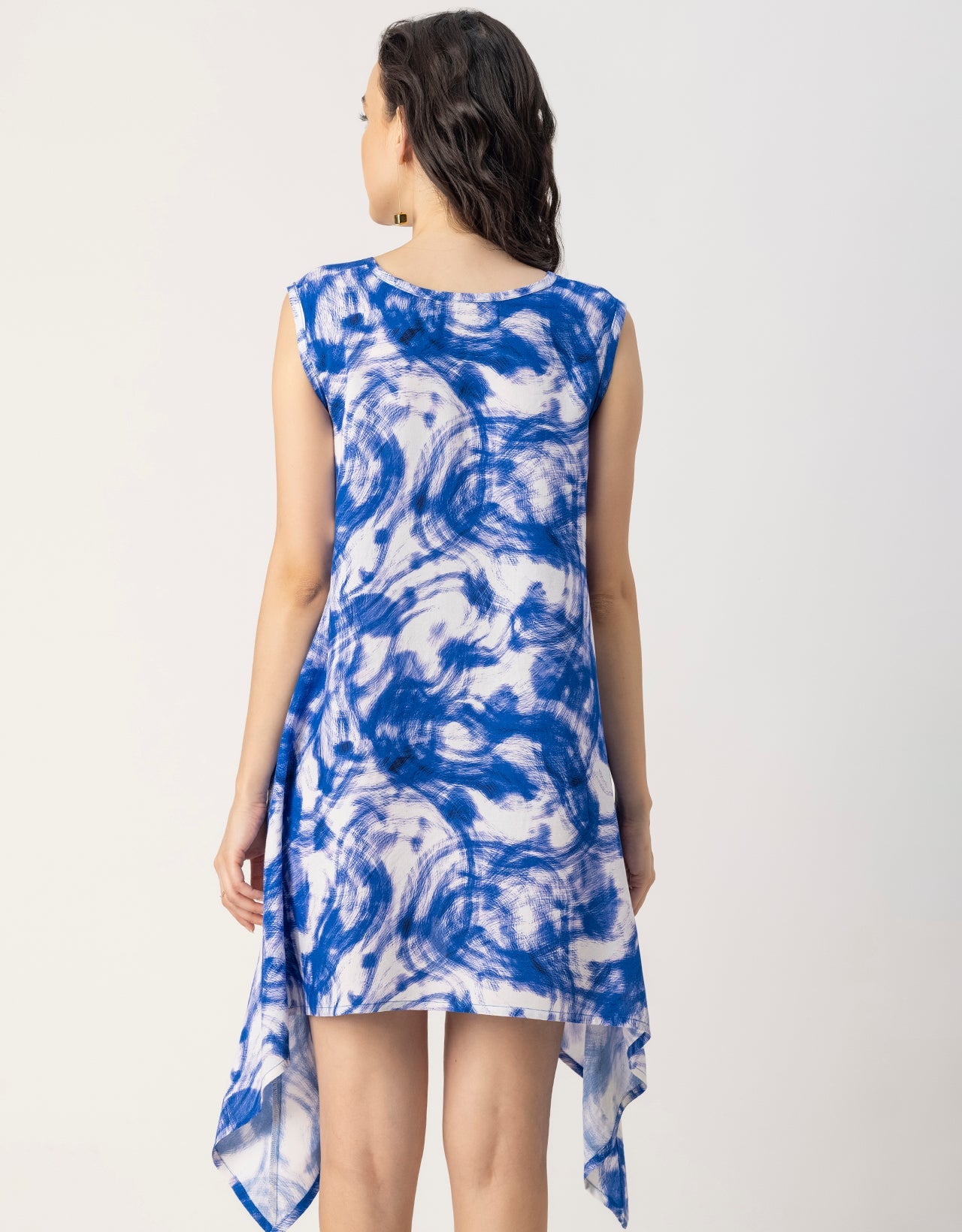 Round Neck Sleeveless Printed Rayon Top