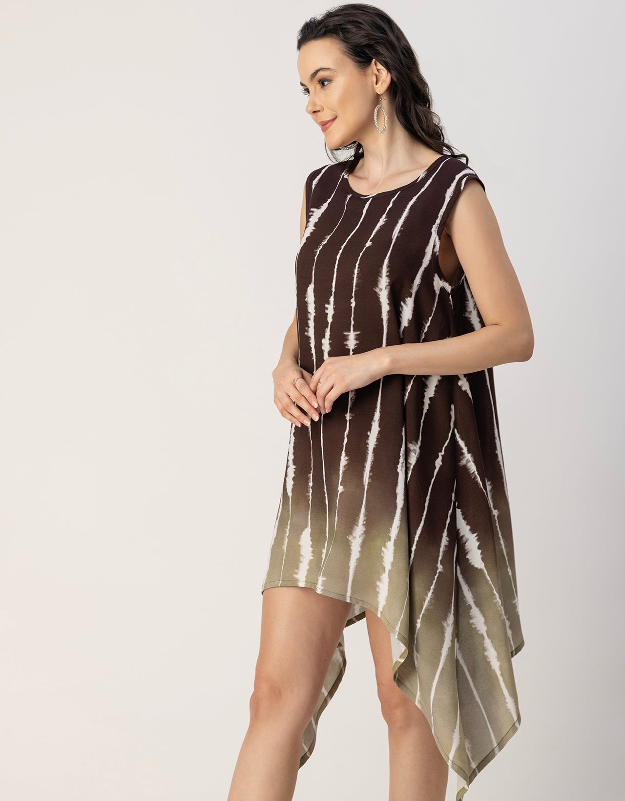 Round Neck Sleeveless Printed Rayon Top