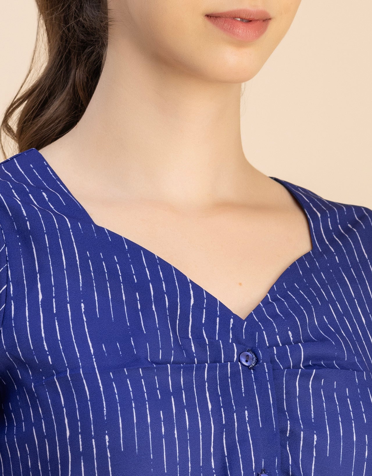 Elegant Printed Sweetheart Neck Georgette Top
