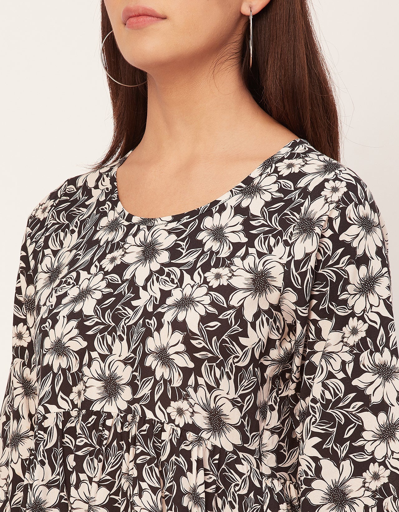quarter sleeves Rayon Fit & Flare Top