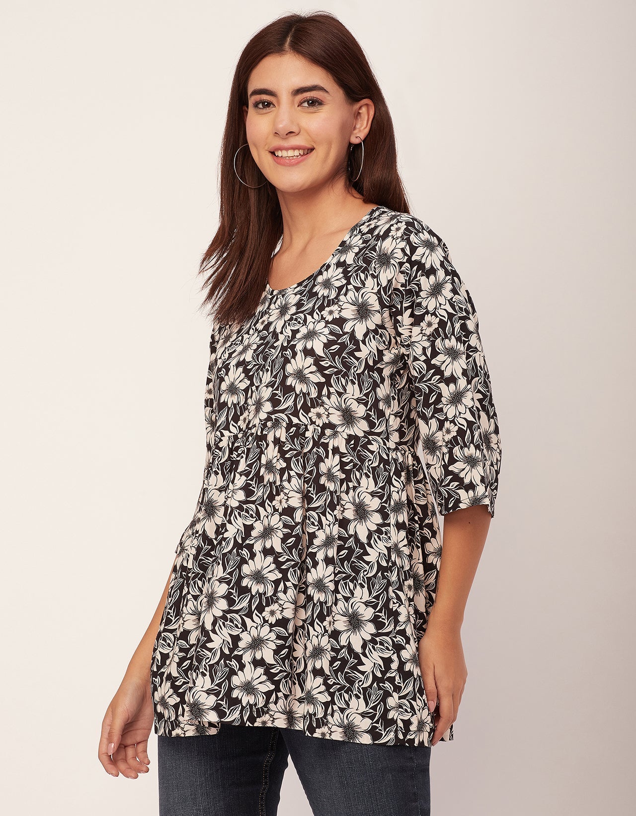 quarter sleeves Rayon Fit & Flare Top