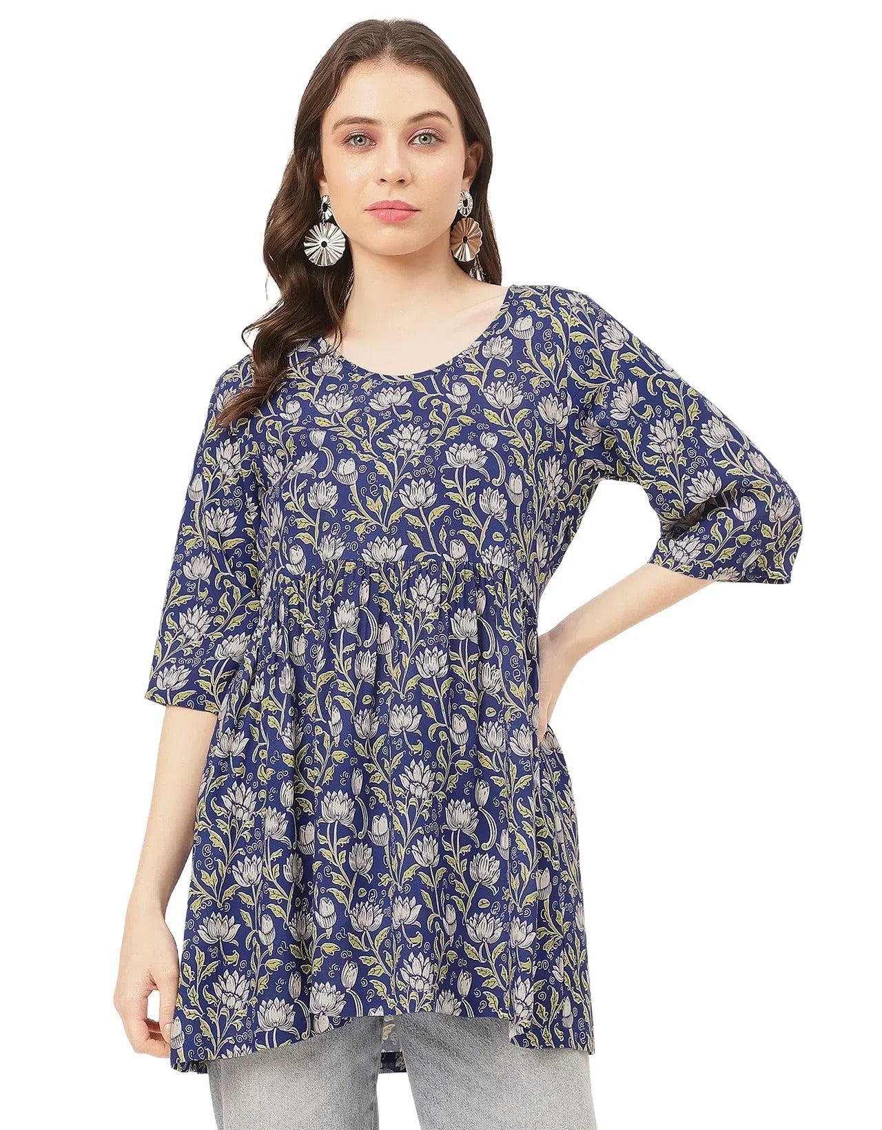 quarter sleeves Rayon Fit & Flare Top