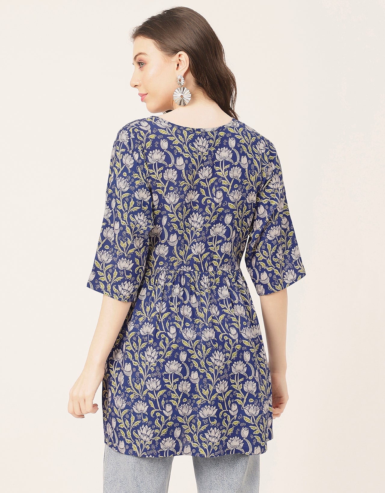 quarter sleeves Rayon Fit & Flare Top