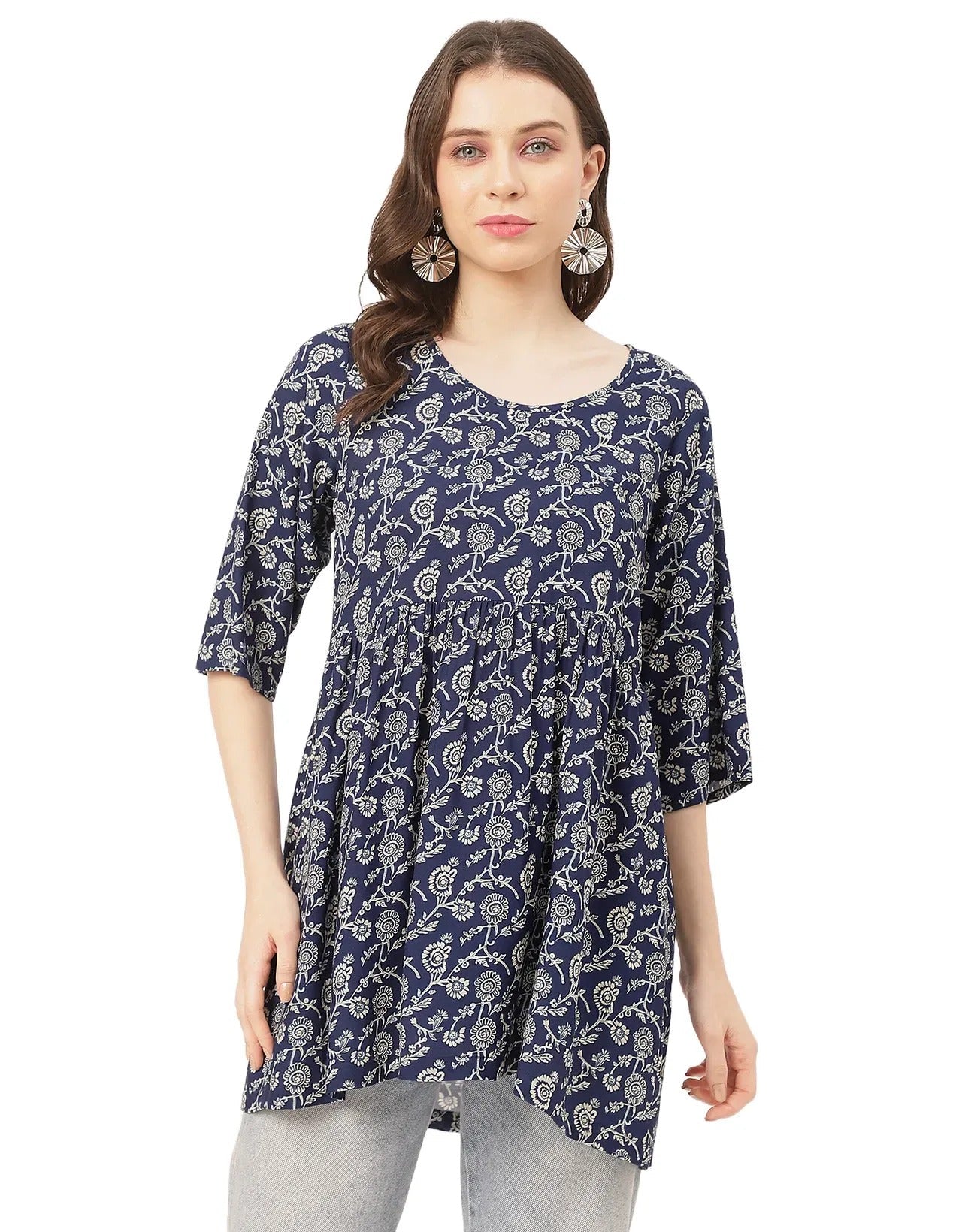 quarter sleeves Rayon Fit & Flare Top