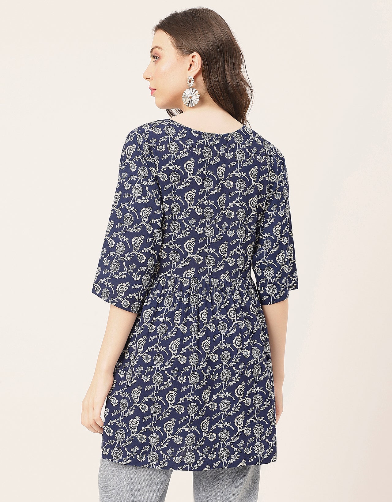 quarter sleeves Rayon Fit & Flare Top