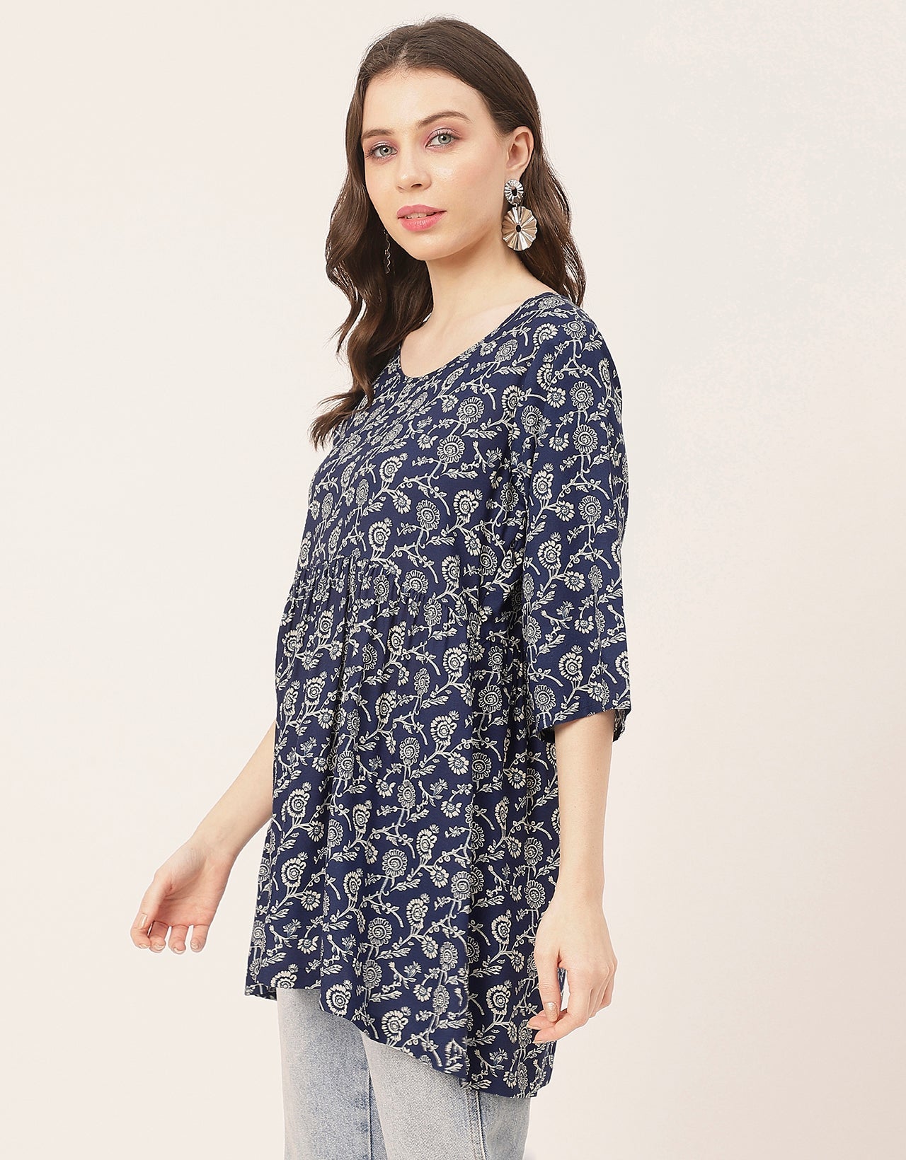 quarter sleeves Rayon Fit & Flare Top