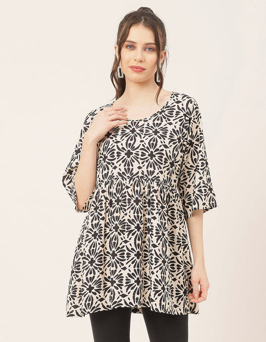 quarter sleeves Rayon Fit & Flare Top