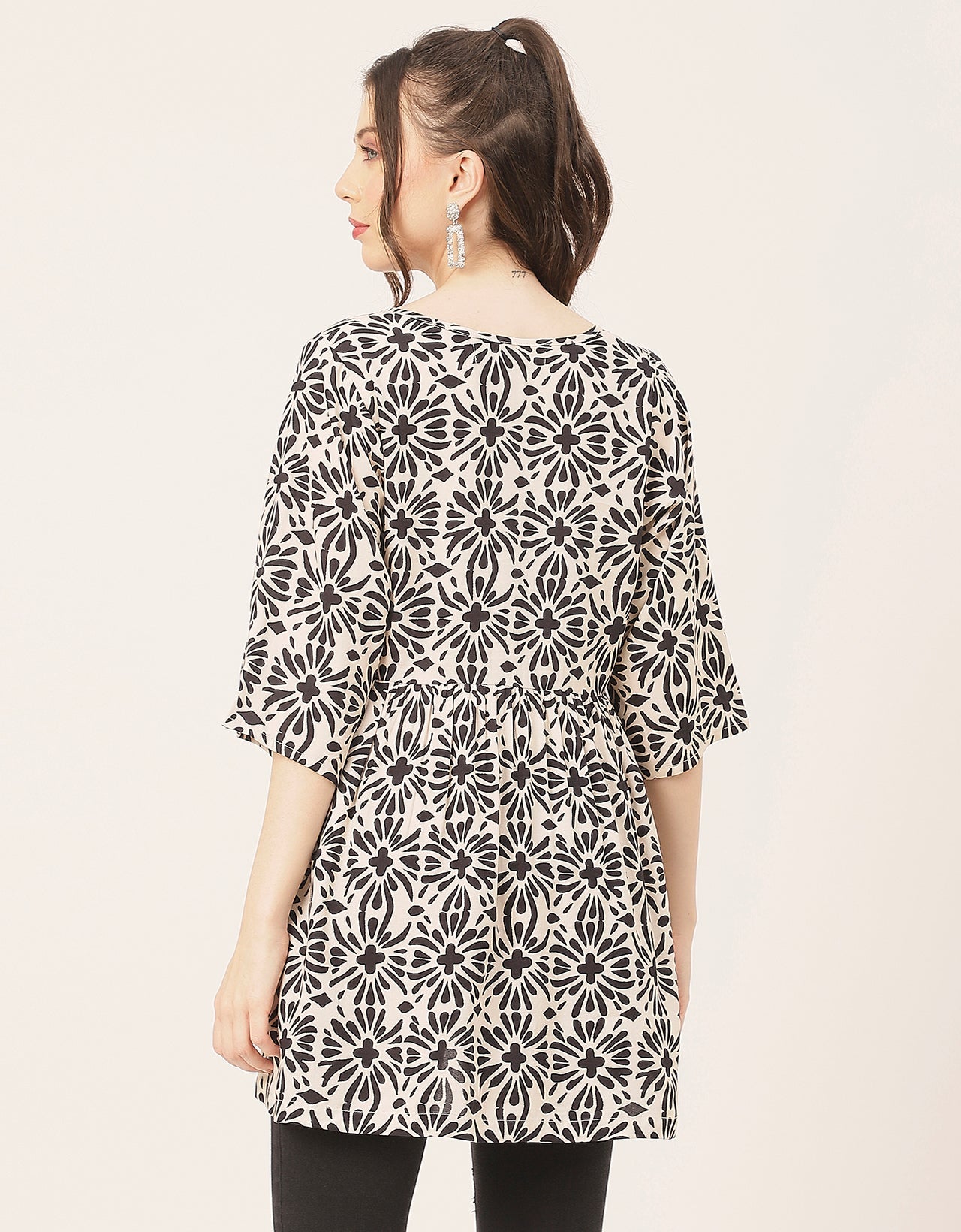 quarter sleeves Rayon Fit & Flare Top