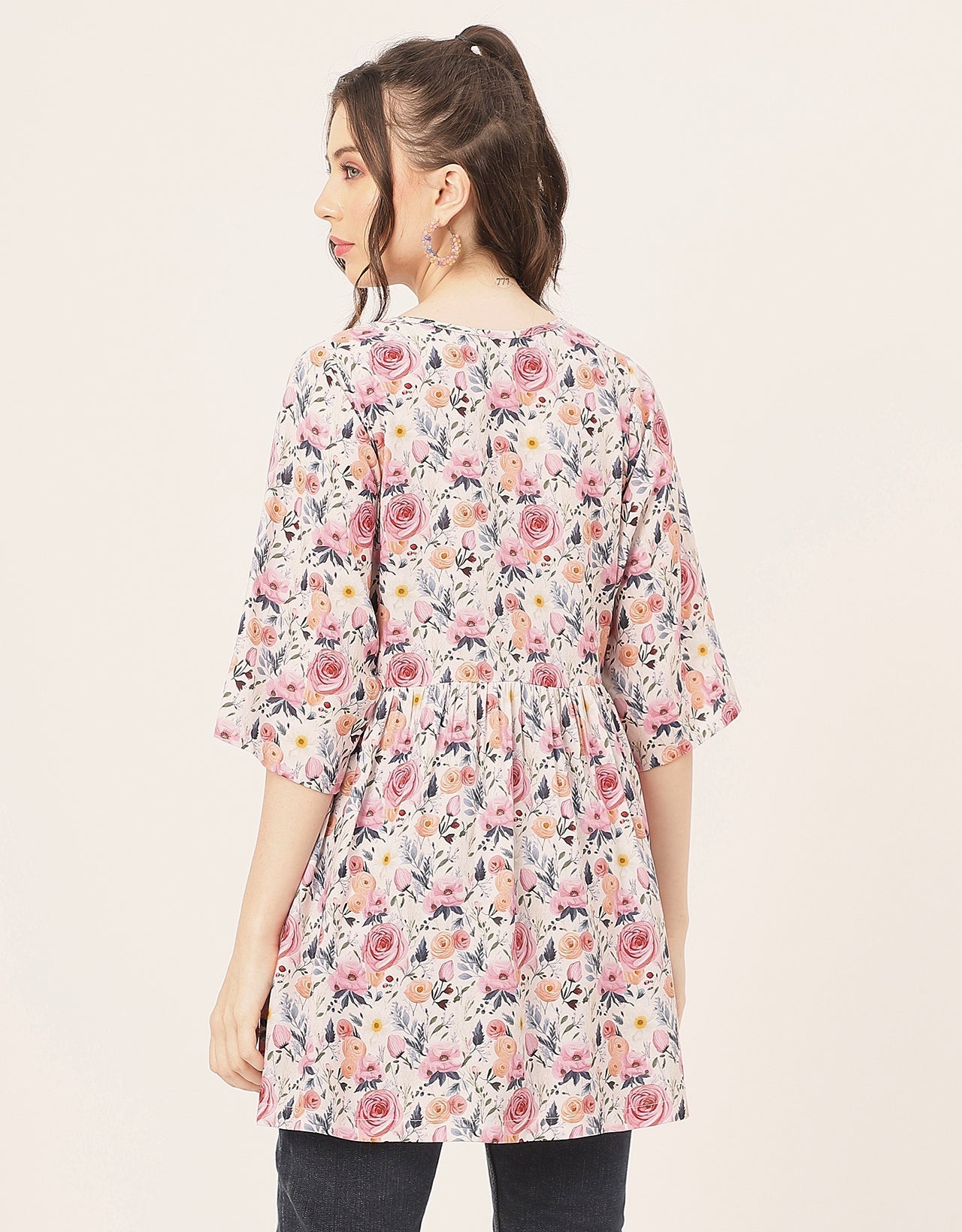 quarter sleeves Rayon Fit & Flare Top
