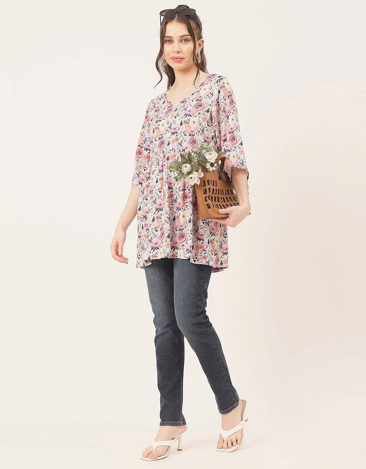 quarter sleeves Rayon Fit & Flare Top