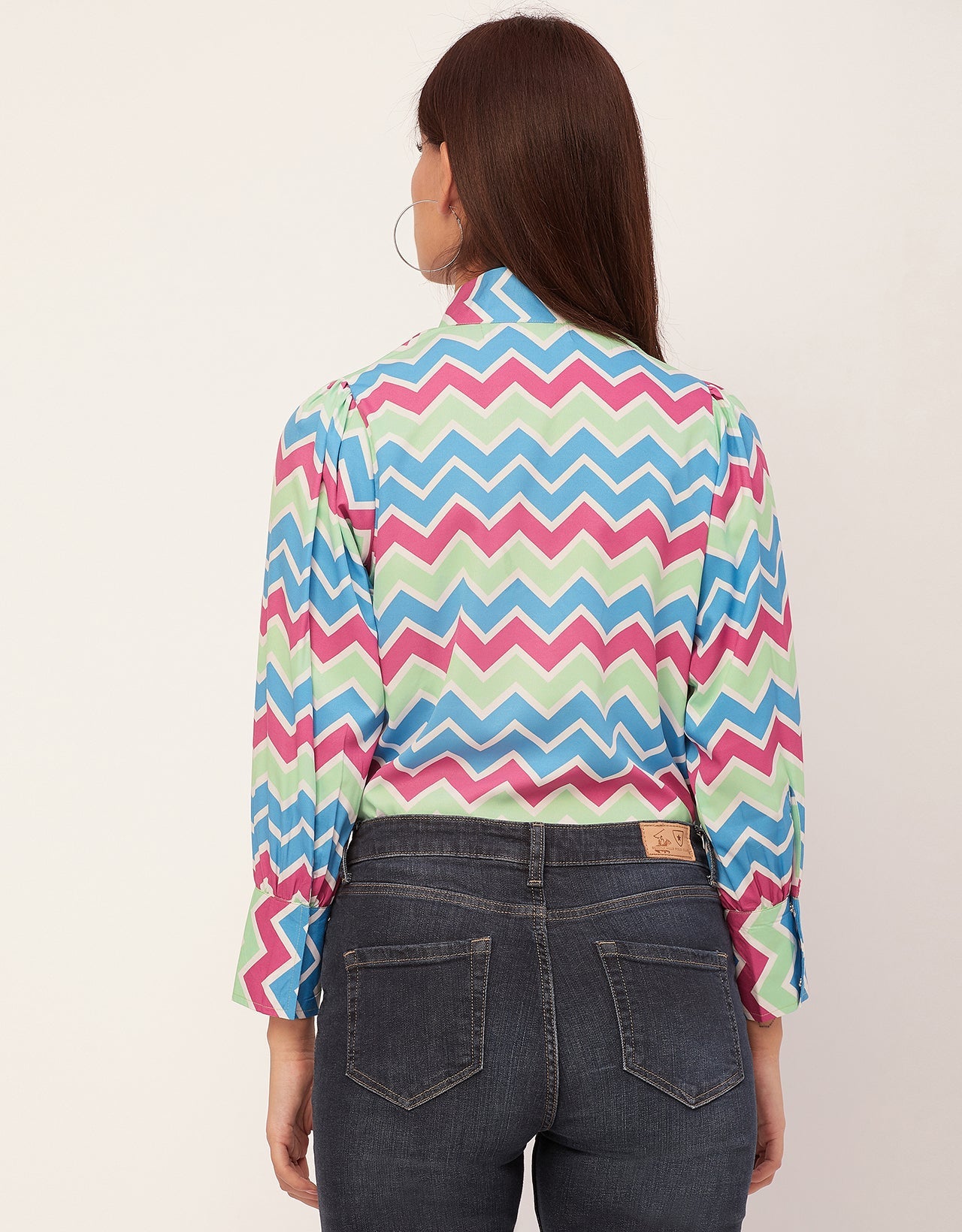 Chic Stripe Folded Band Neck Top