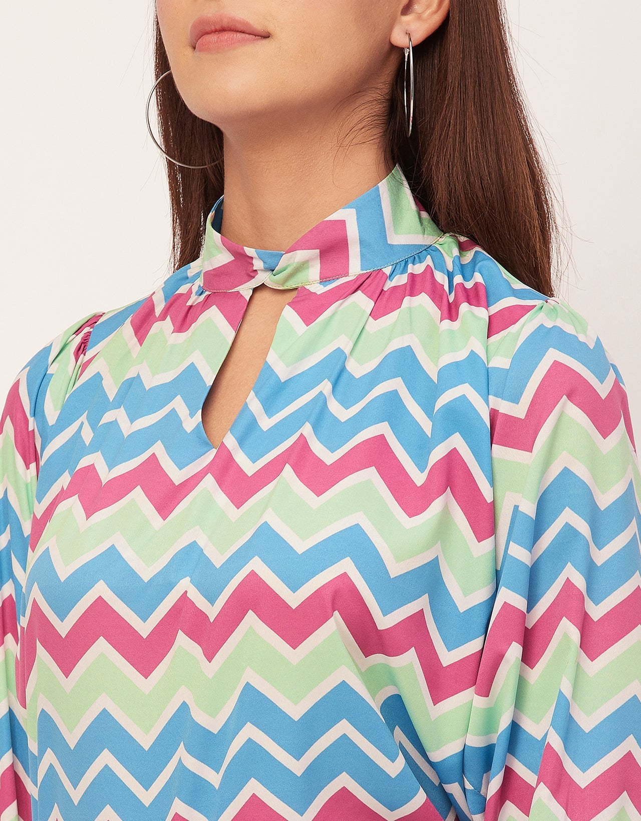 Chic Stripe Folded Band Neck Top