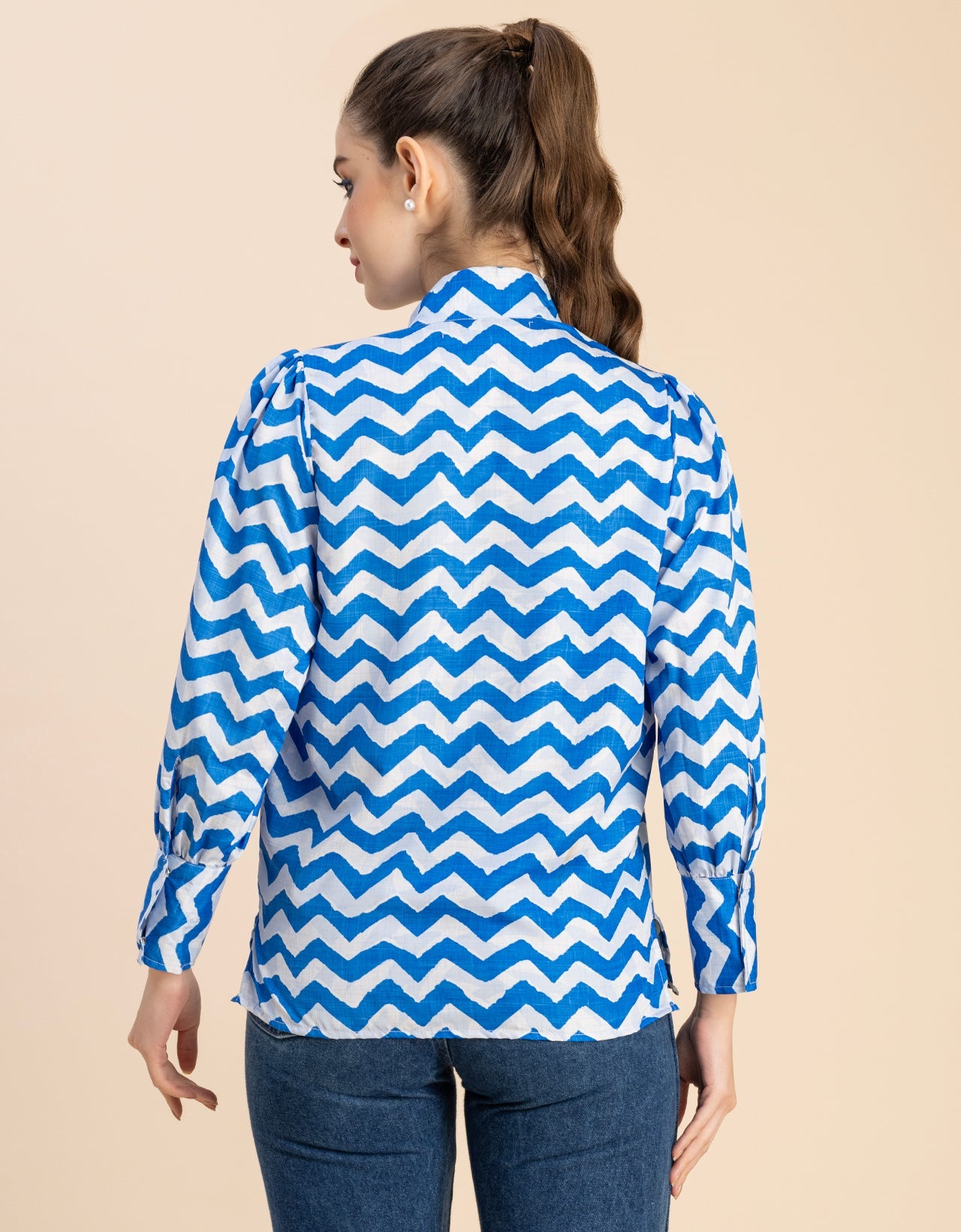 Chic Stripe Folded Band Neck Top