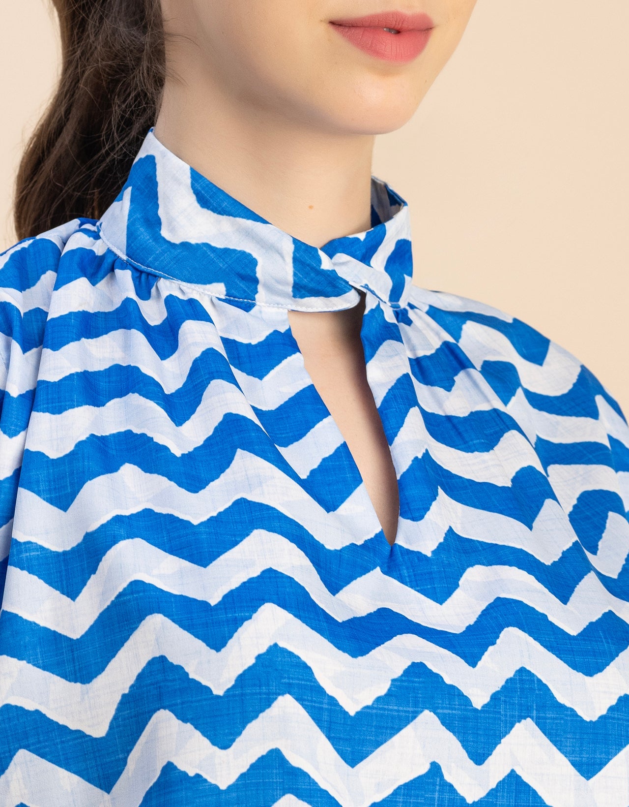 Chic Stripe Folded Band Neck Top