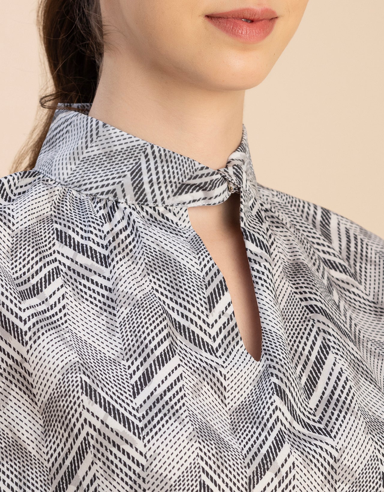 Chic Stripe Folded Band Neck Top