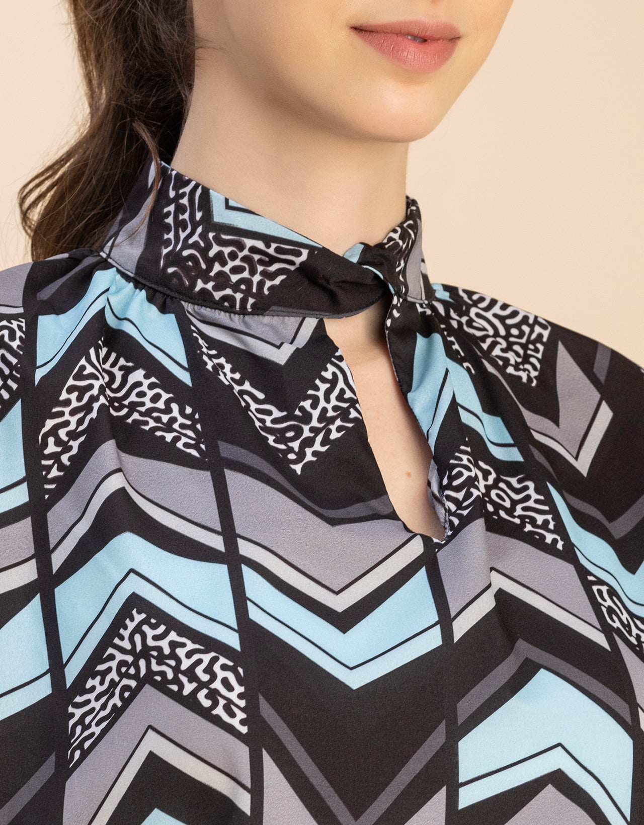 Chic Stripe Folded Band Neck Top