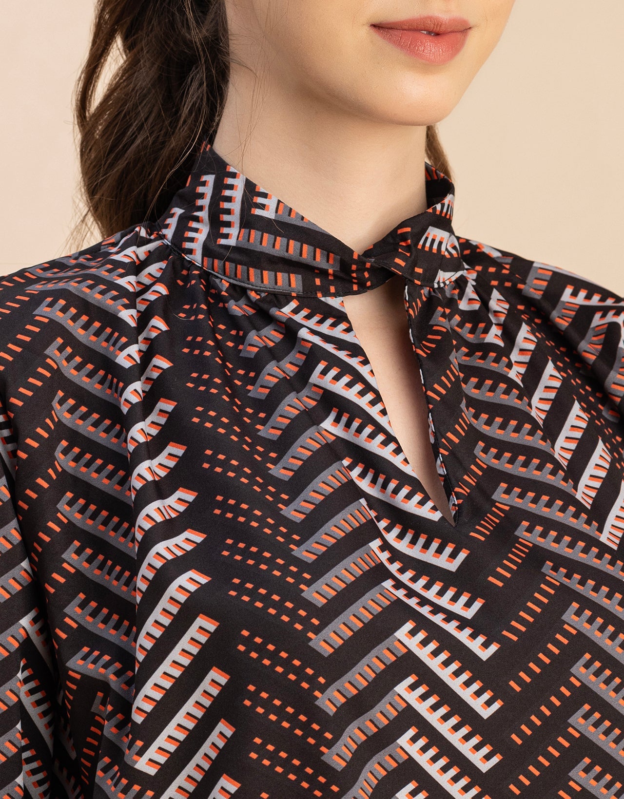 Chic Stripe Folded Band Neck Top