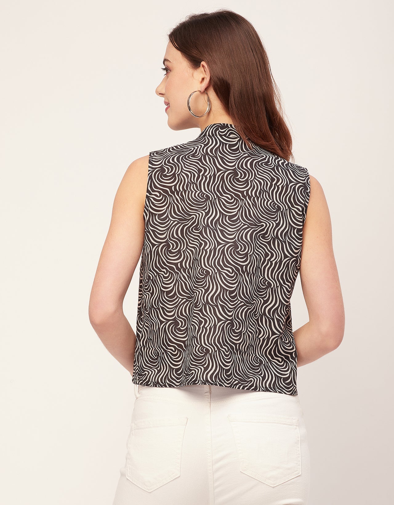 Sleeveless Tie Up Neck Cotton Top