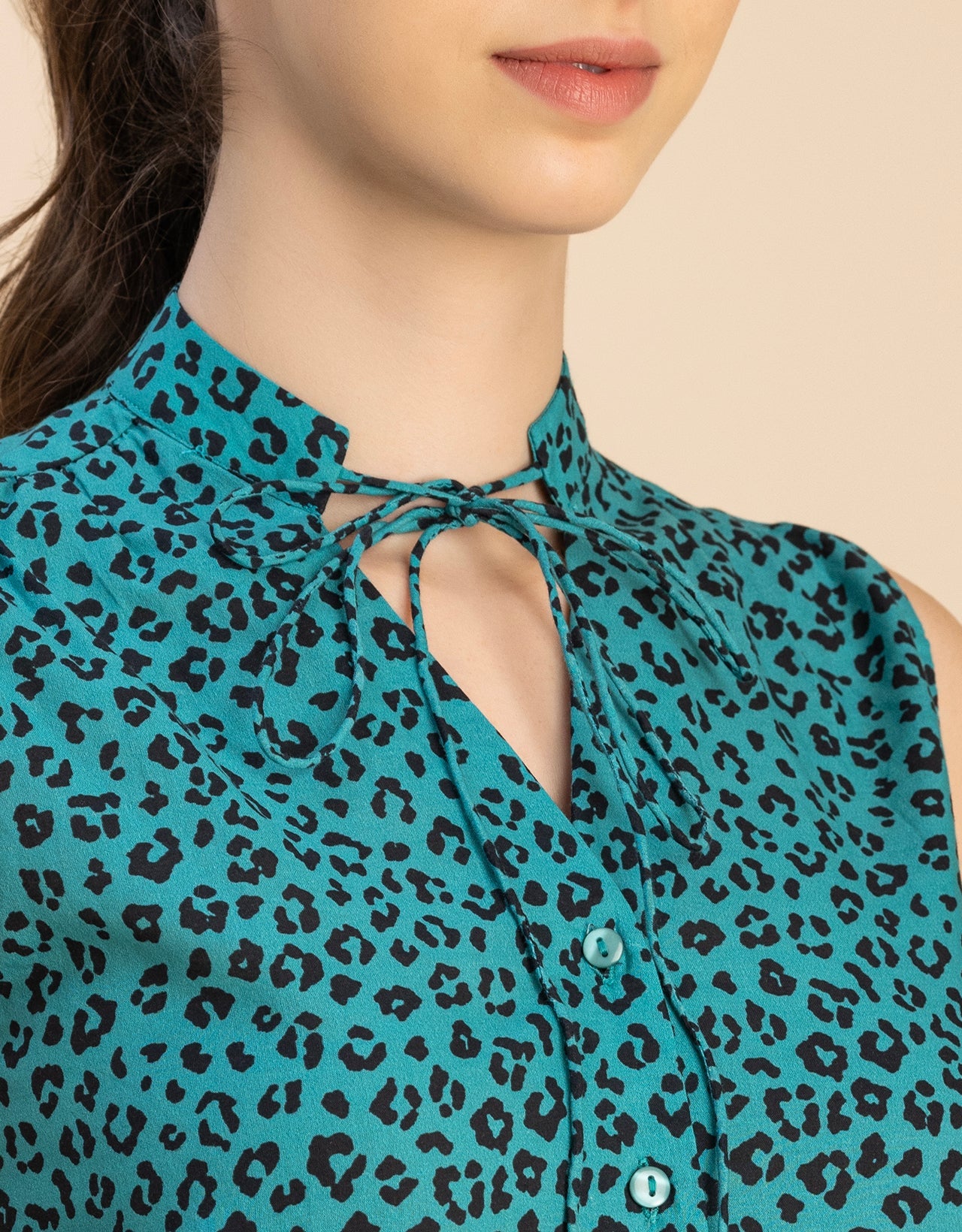 Sleeveless Tie Up Neck Cotton Top