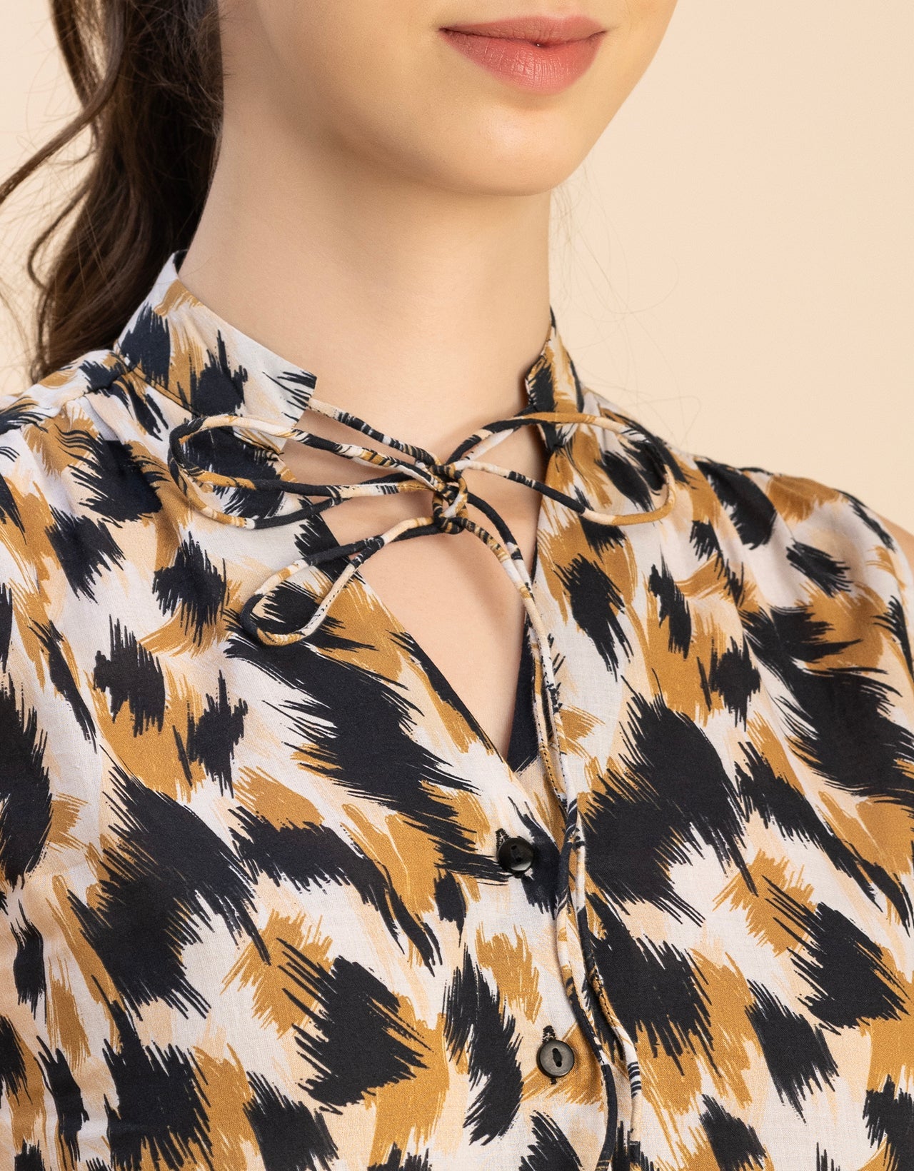 Sleeveless Tie Up Neck Cotton Top