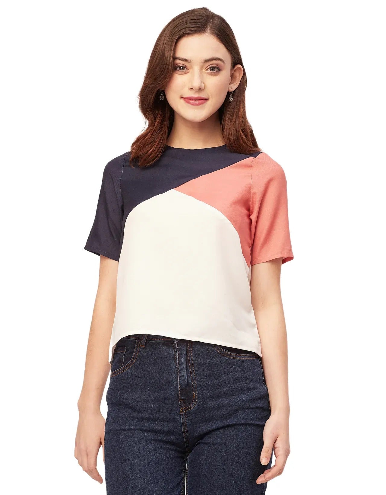 Short Sleeve Round Neck Regular Fit Solid Top