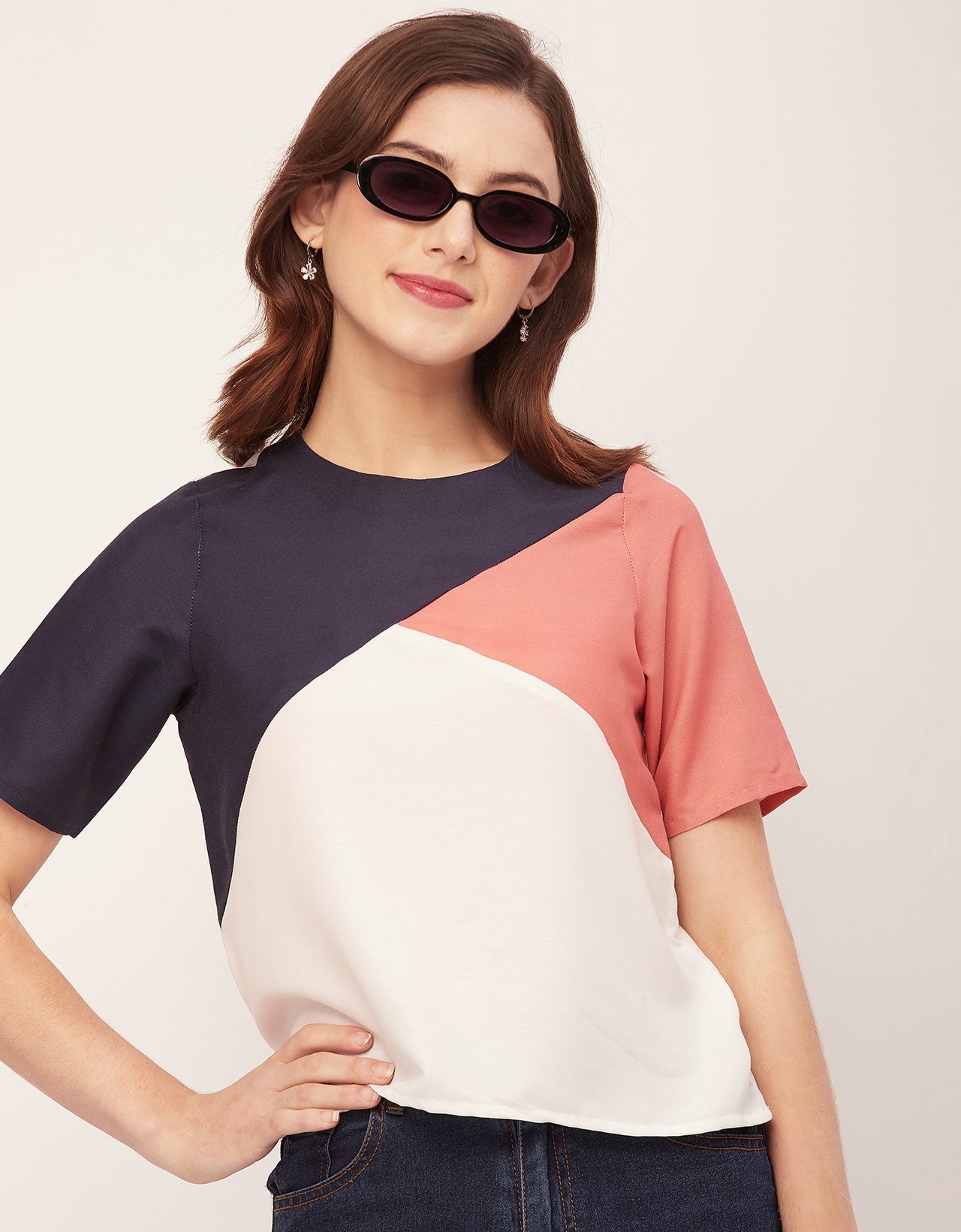 Short Sleeve Round Neck Regular Fit Solid Top