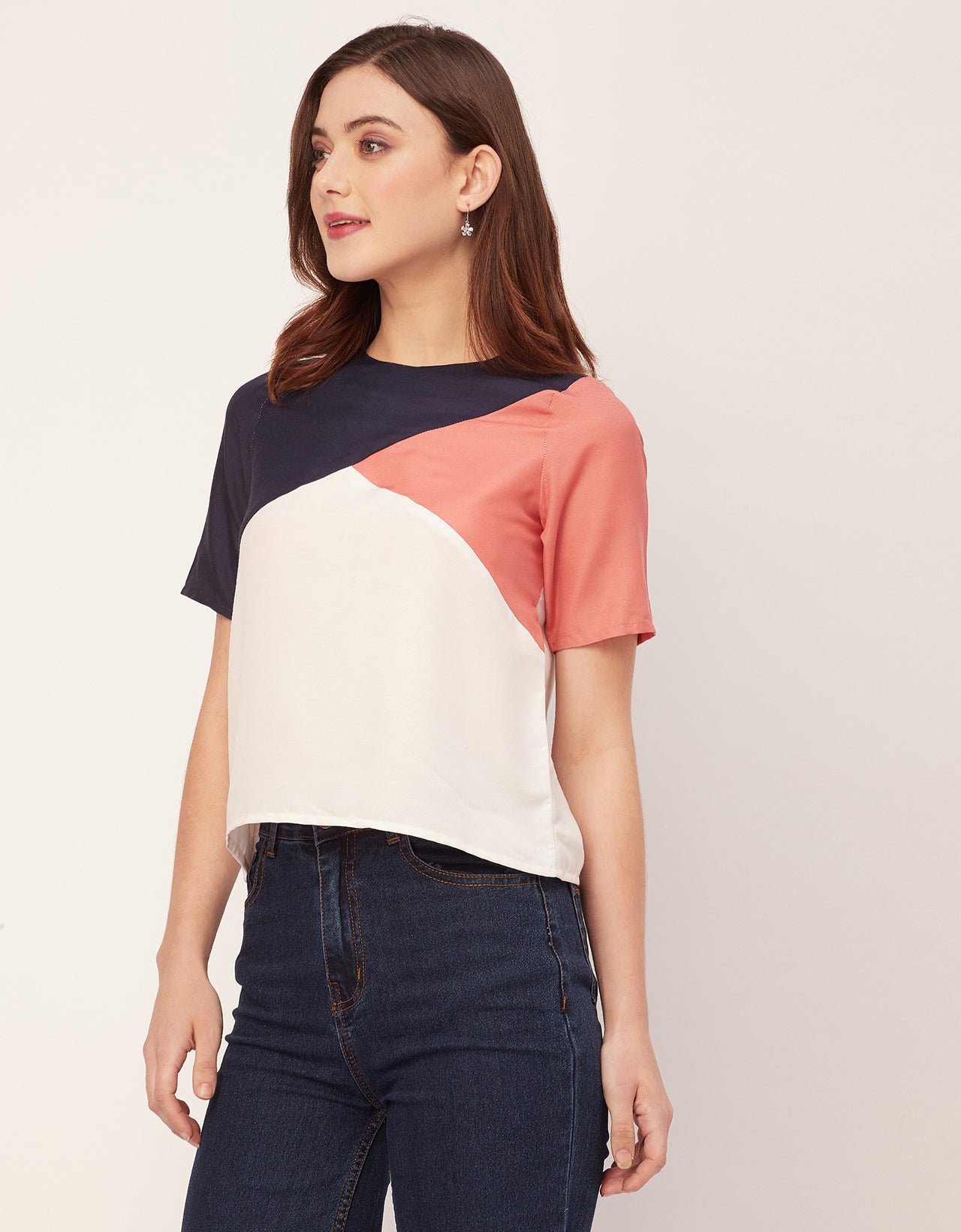 Short Sleeve Round Neck Regular Fit Solid Top