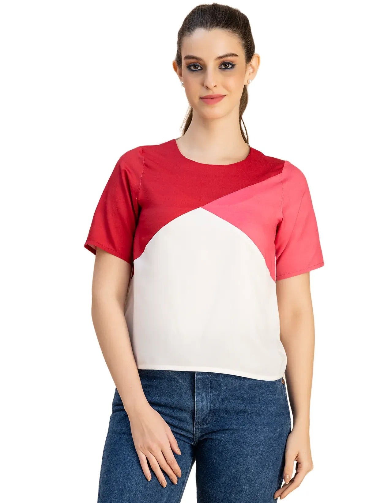 Short Sleeve Round Neck Regular Fit Solid Top