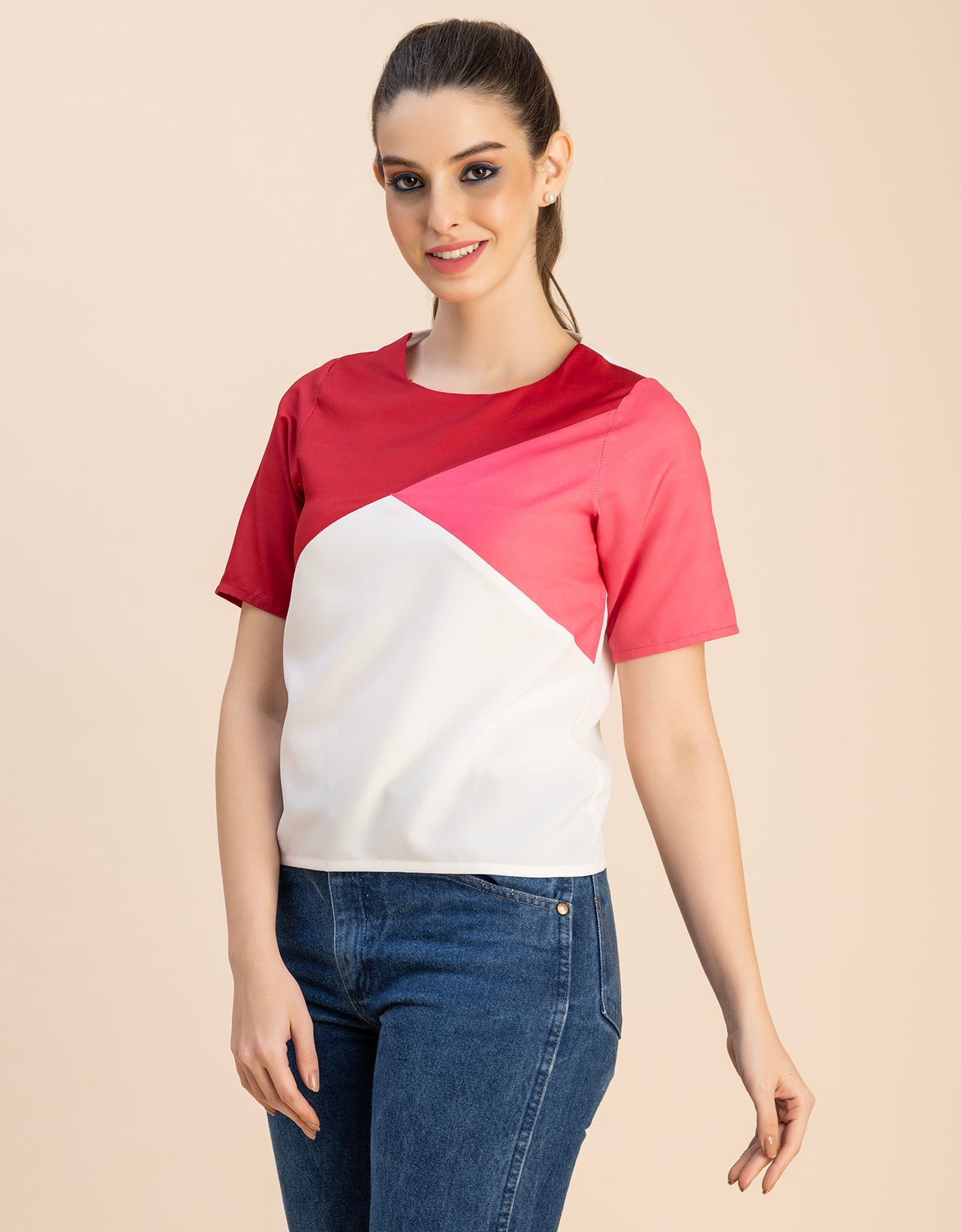 Short Sleeve Round Neck Regular Fit Solid Top