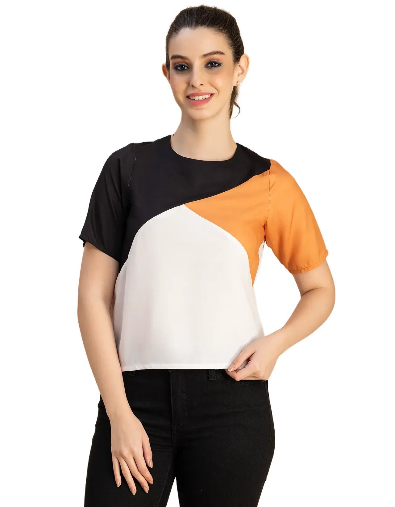 Short Sleeve Round Neck Regular Fit Solid Top