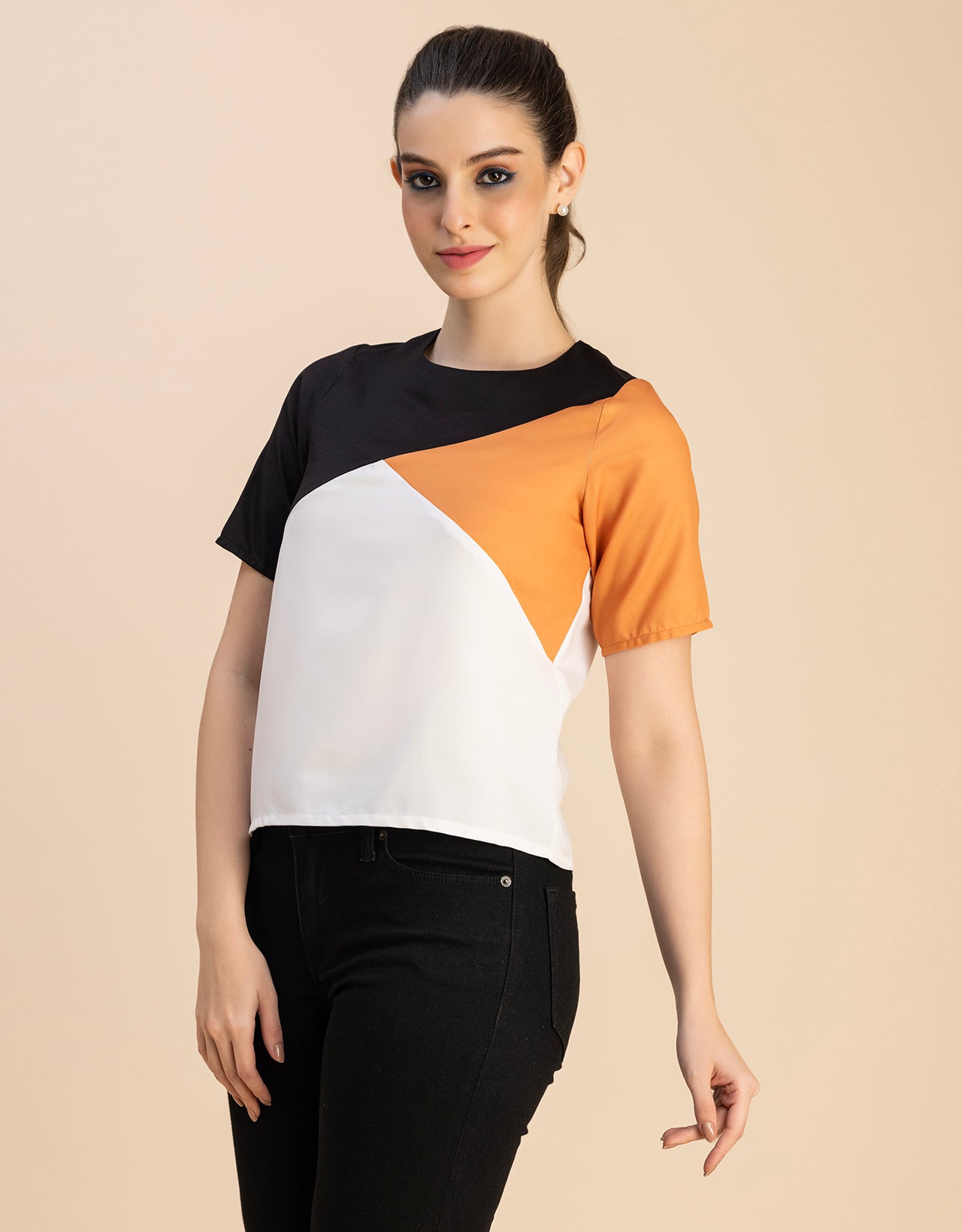 Short Sleeve Round Neck Regular Fit Solid Top