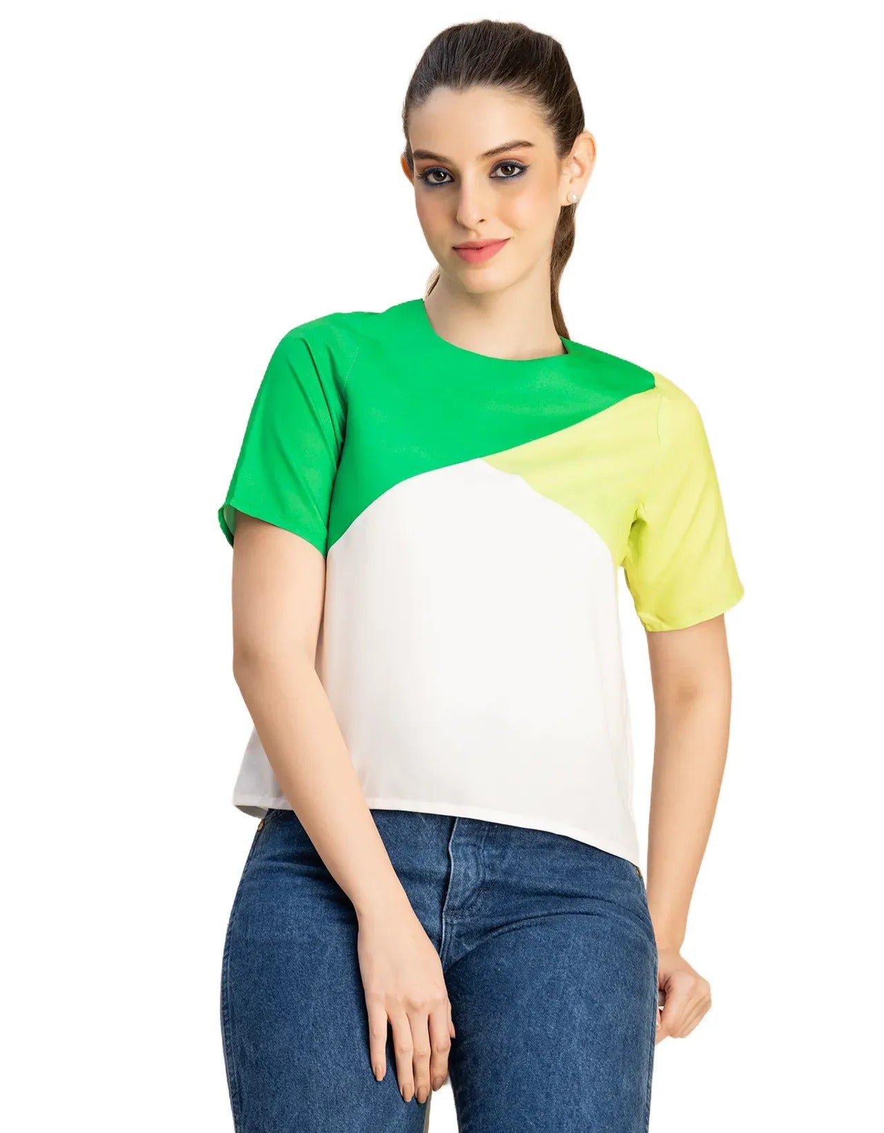 Short Sleeve Round Neck Regular Fit Solid Top