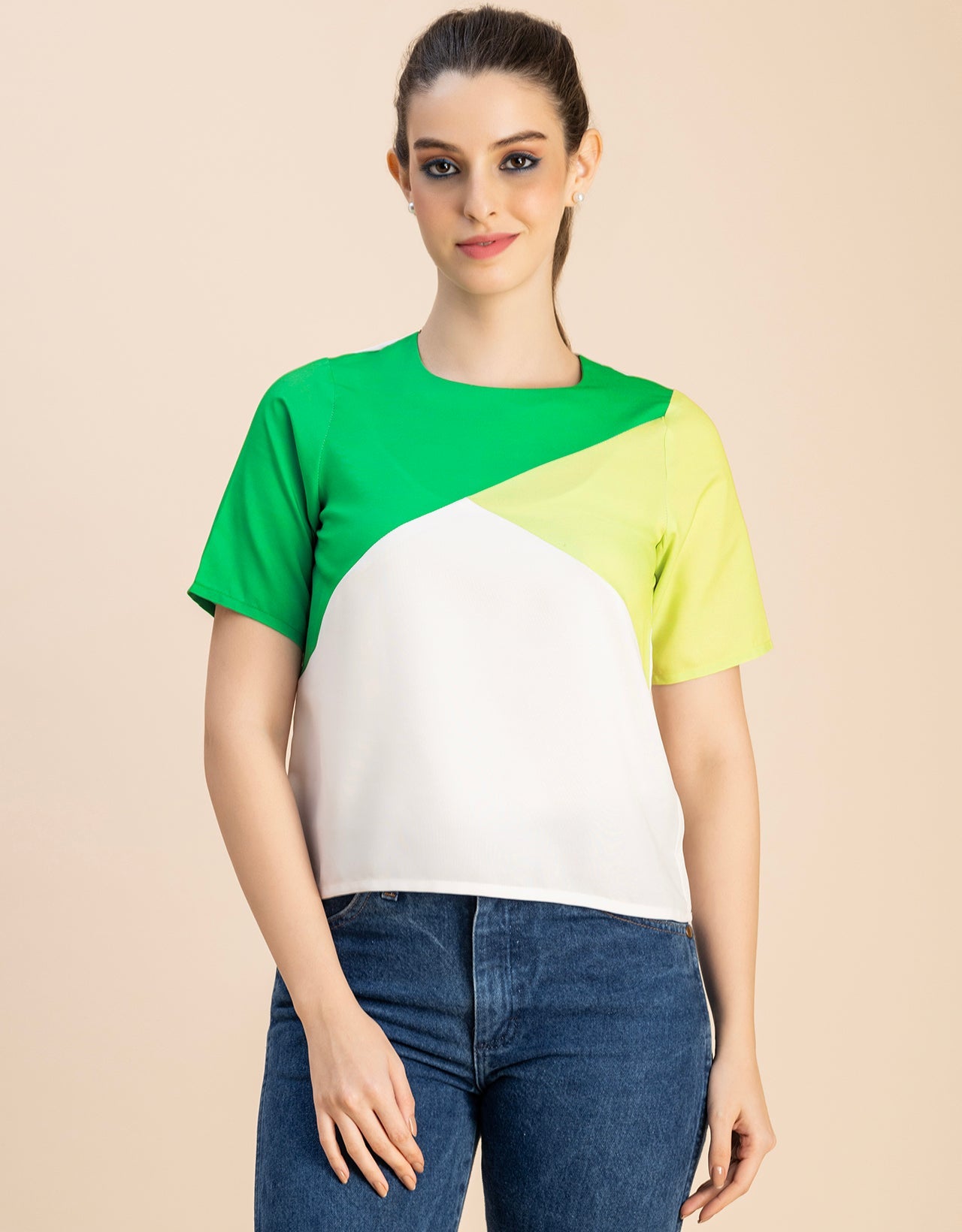 Short Sleeve Round Neck Regular Fit Solid Top