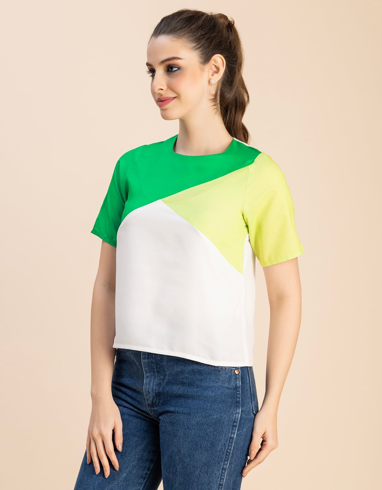Short Sleeve Round Neck Regular Fit Solid Top