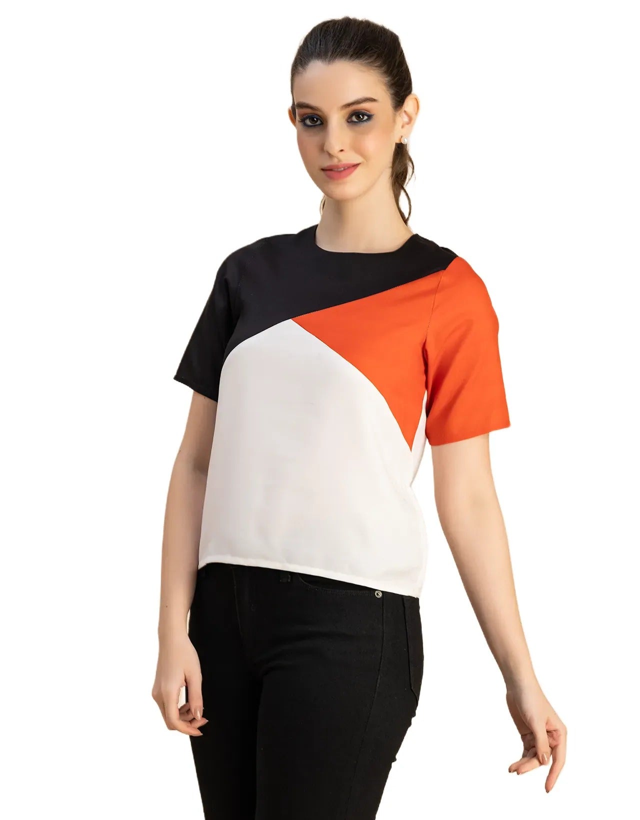 Short Sleeve Round Neck Regular Fit Solid Top