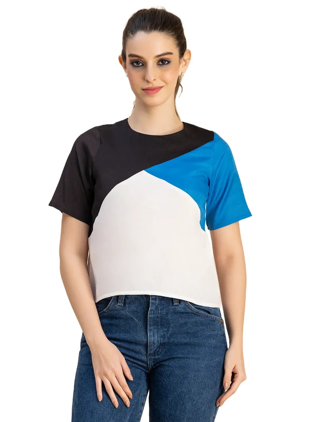 Short Sleeve Round Neck Regular Fit Solid Top