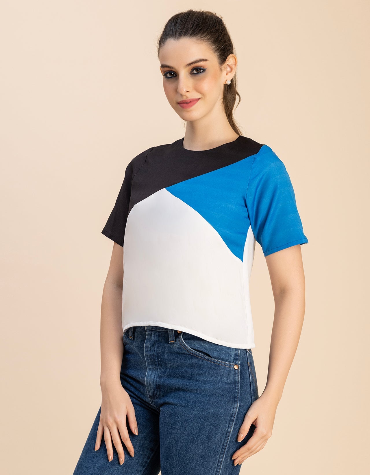 Short Sleeve Round Neck Regular Fit Solid Top