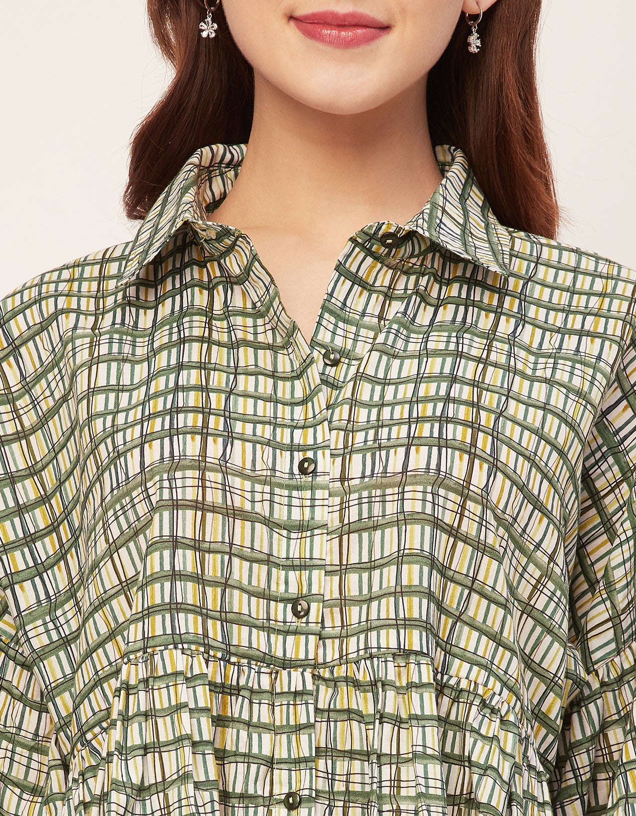 Printed Cotton Shirt Top -Relaxed Fit Top