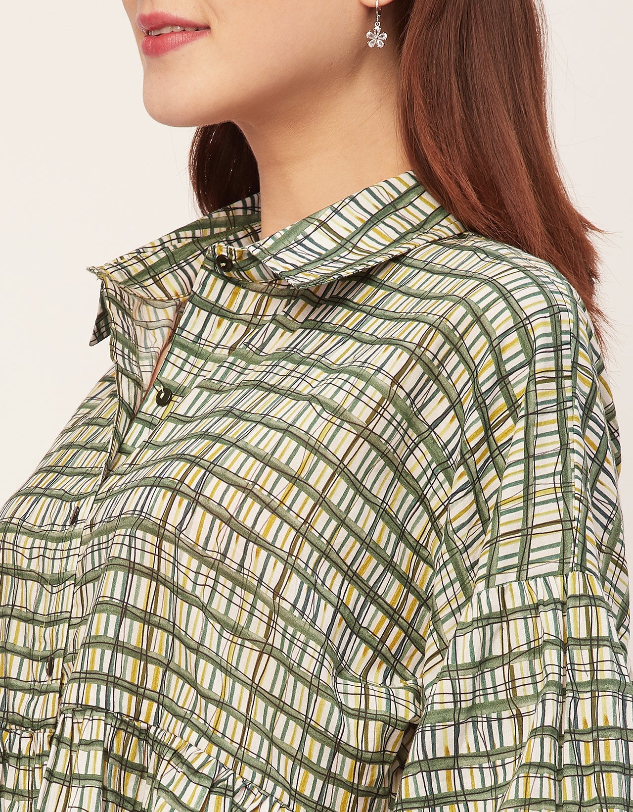 Printed Cotton Shirt Top -Relaxed Fit Top