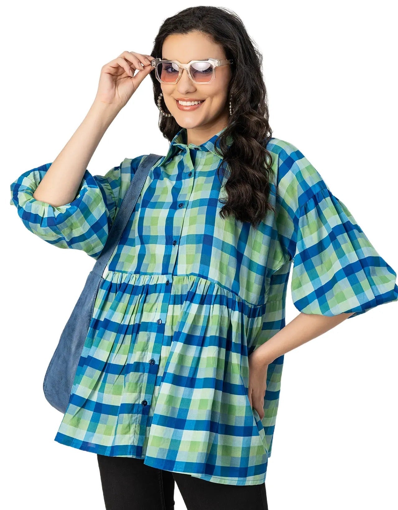 Printed Cotton Shirt Top -Relaxed Fit Top