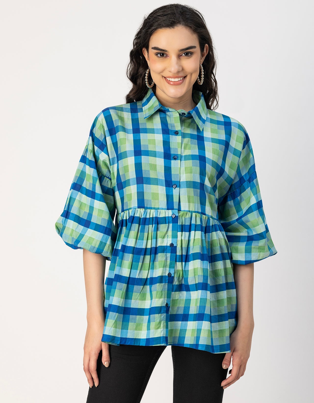 Printed Cotton Shirt Top -Relaxed Fit Top