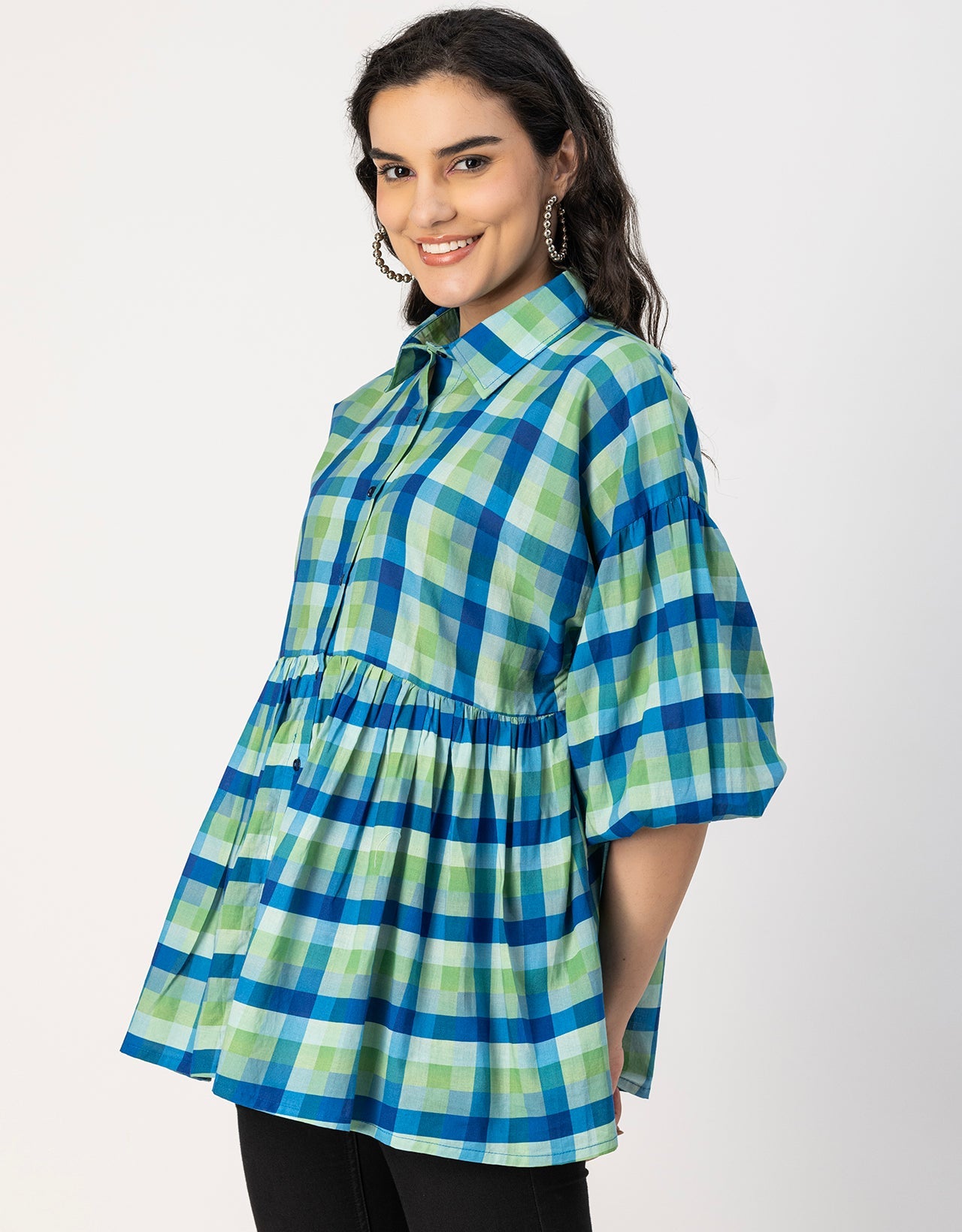 Printed Cotton Shirt Top -Relaxed Fit Top
