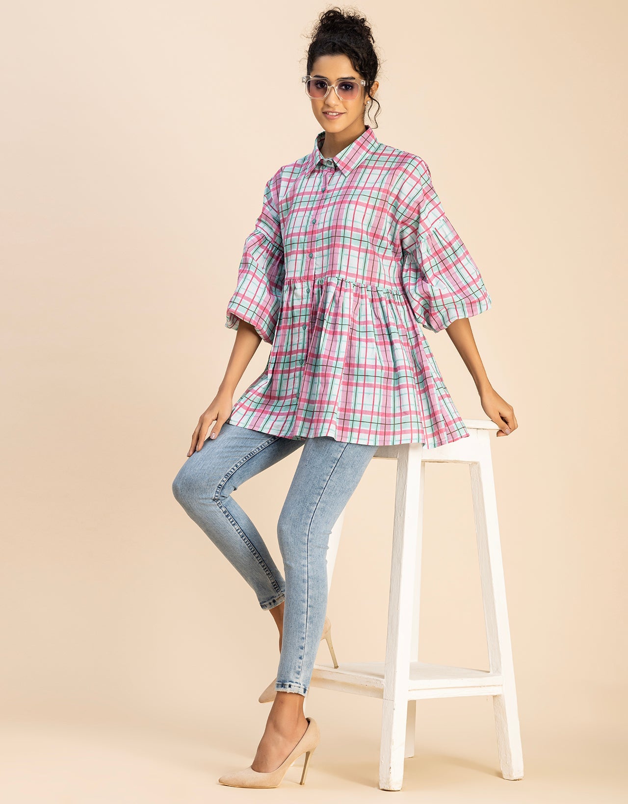 Printed Cotton Shirt Top -Relaxed Fit Top