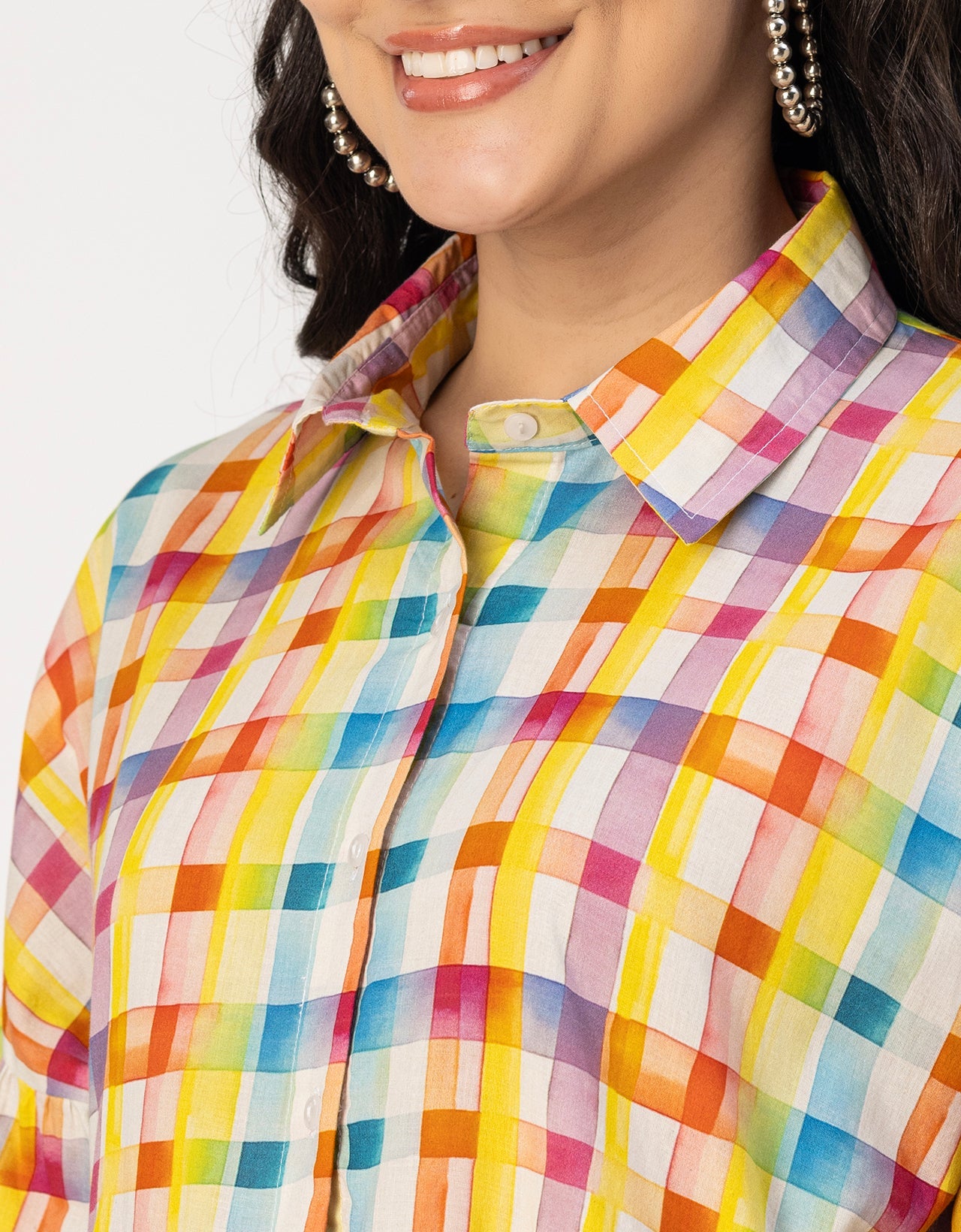 Printed Cotton Shirt Top -Relaxed Fit Top