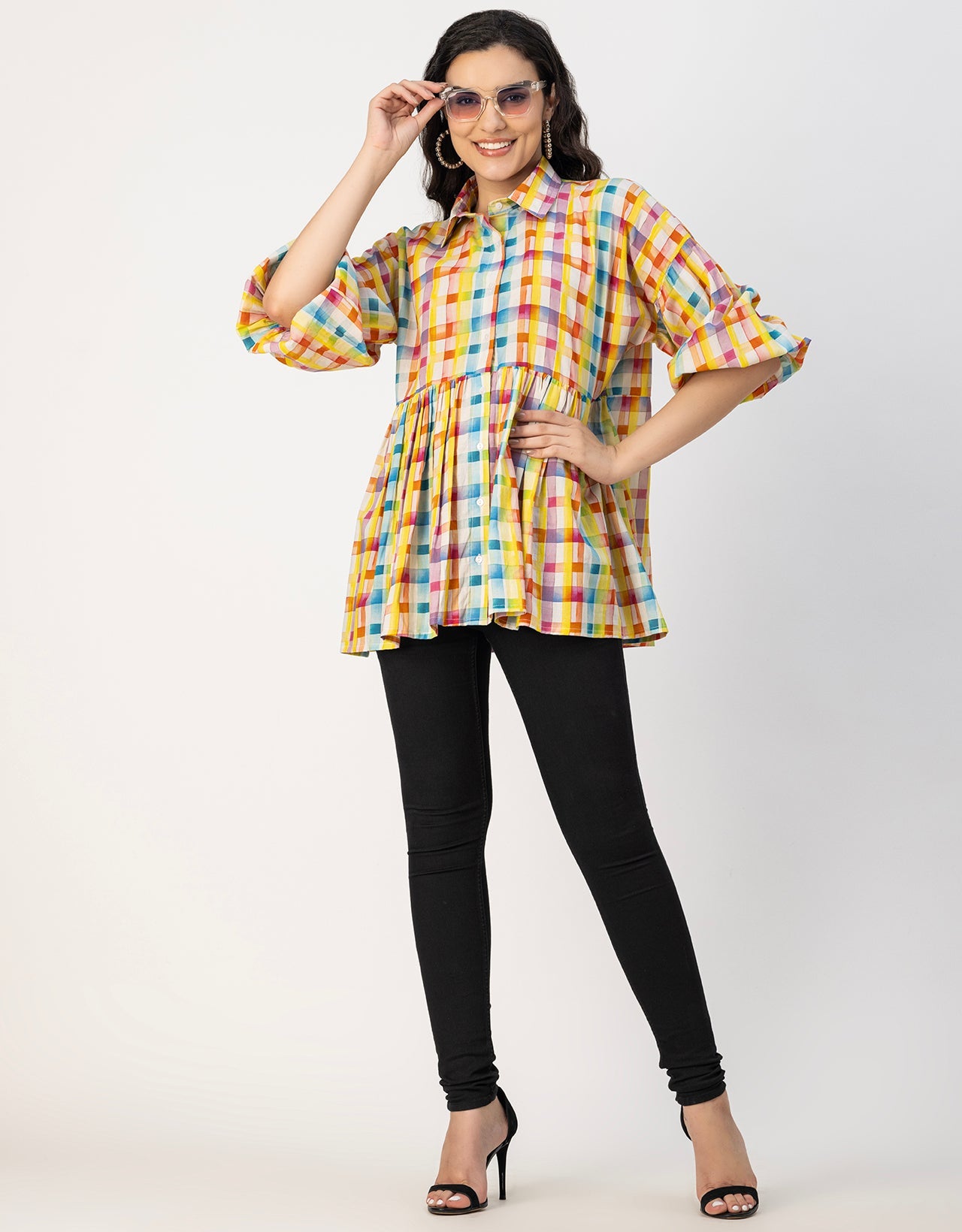 Printed Cotton Shirt Top -Relaxed Fit Top
