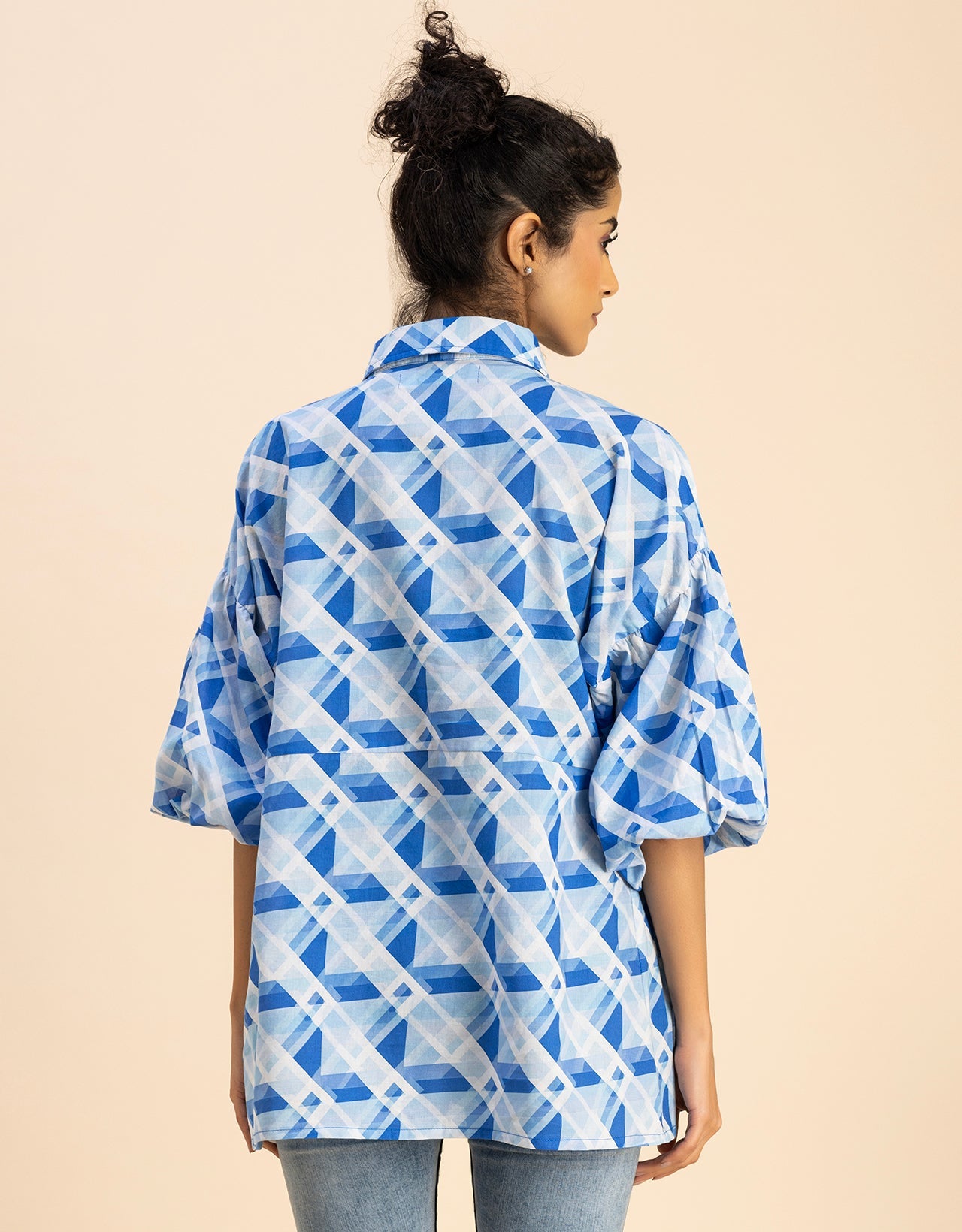 Printed Cotton Shirt Top -Relaxed Fit Top