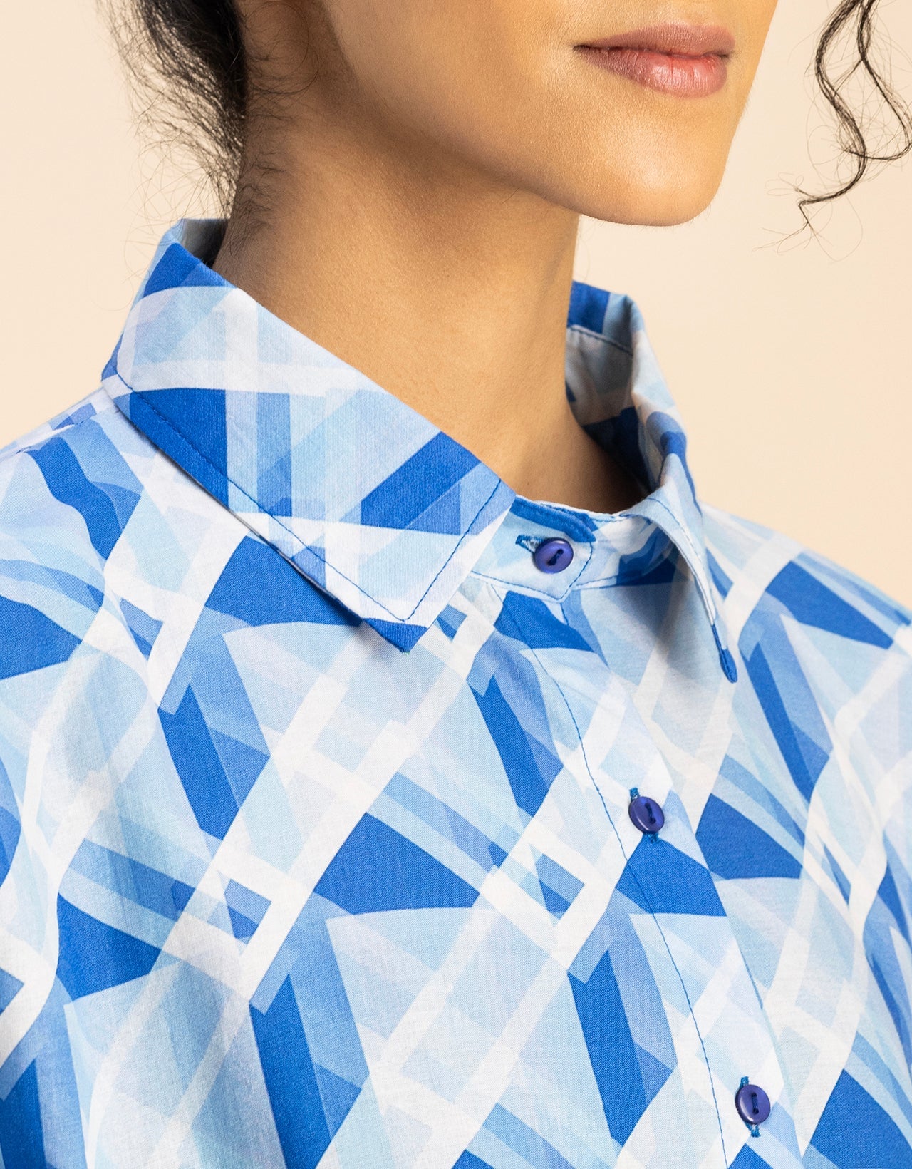Printed Cotton Shirt Top -Relaxed Fit Top
