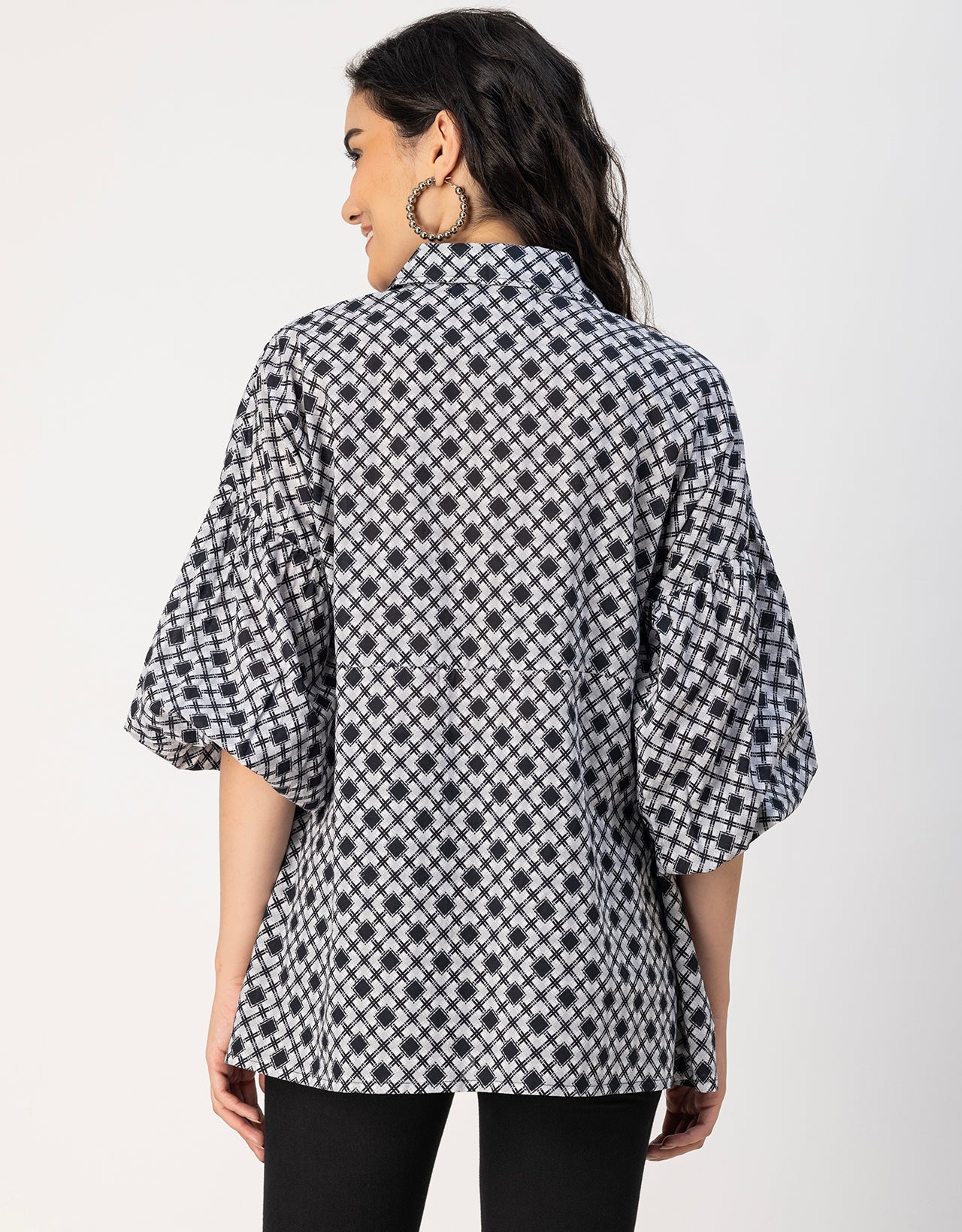 Printed Cotton Shirt Top -Relaxed Fit Top
