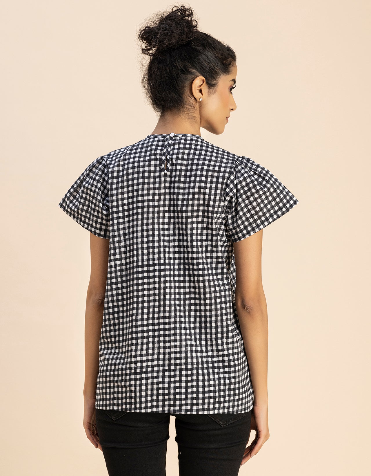 Printed Cotton Short Sleeve Round Neck Top